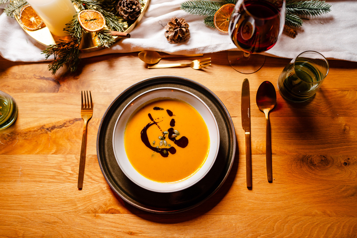 Süßkartoffel- Kürbissuppe vegan